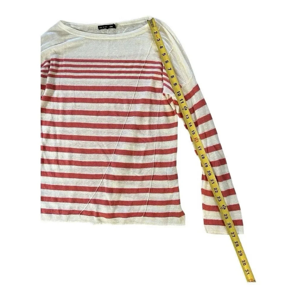 Rag & Bone Linen Striped Pullover Top Womens Medium White Red Stripe Soft